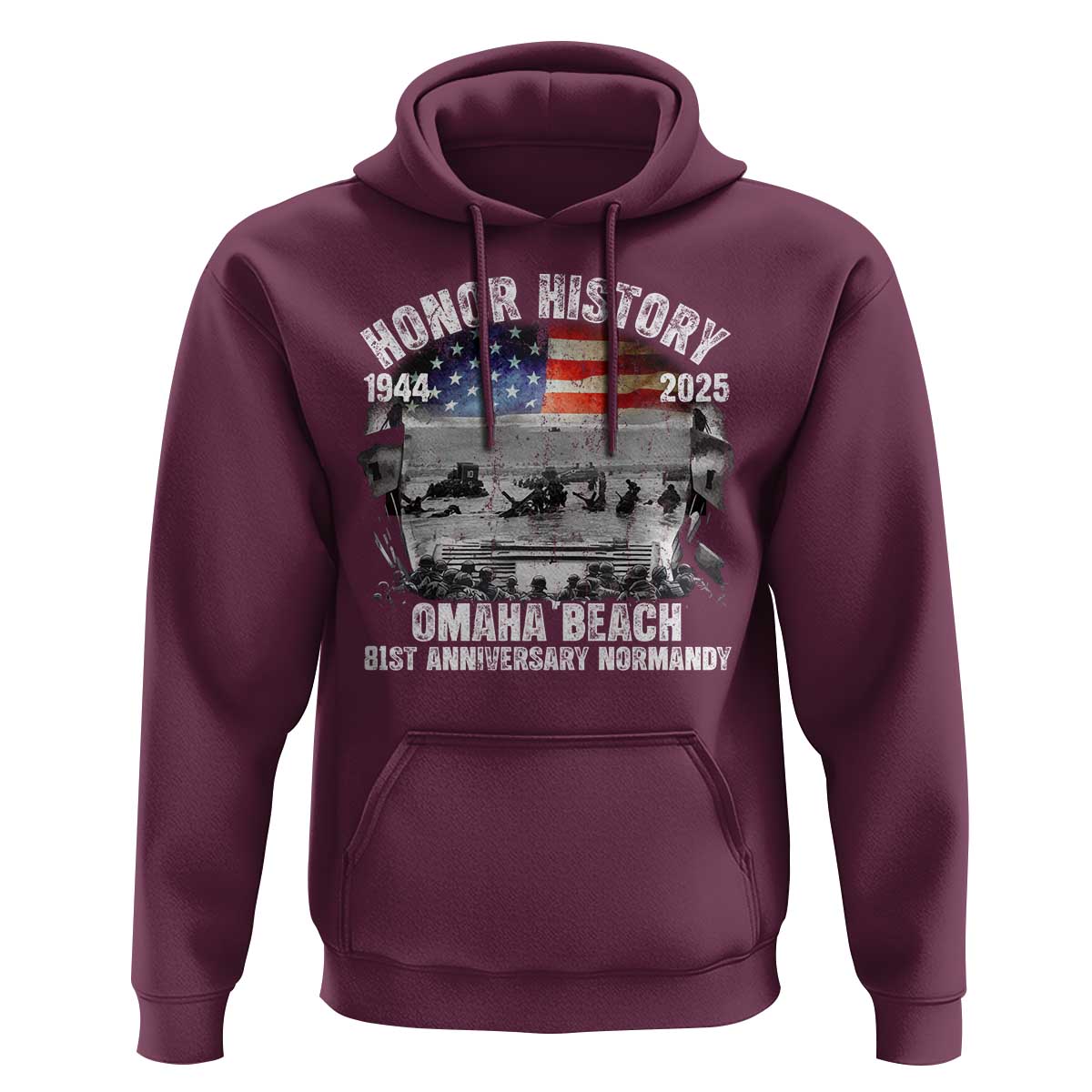 Omaha Beach D Day 81 ST Anniversary Honor History Normandy Hoodie American Flag WWII