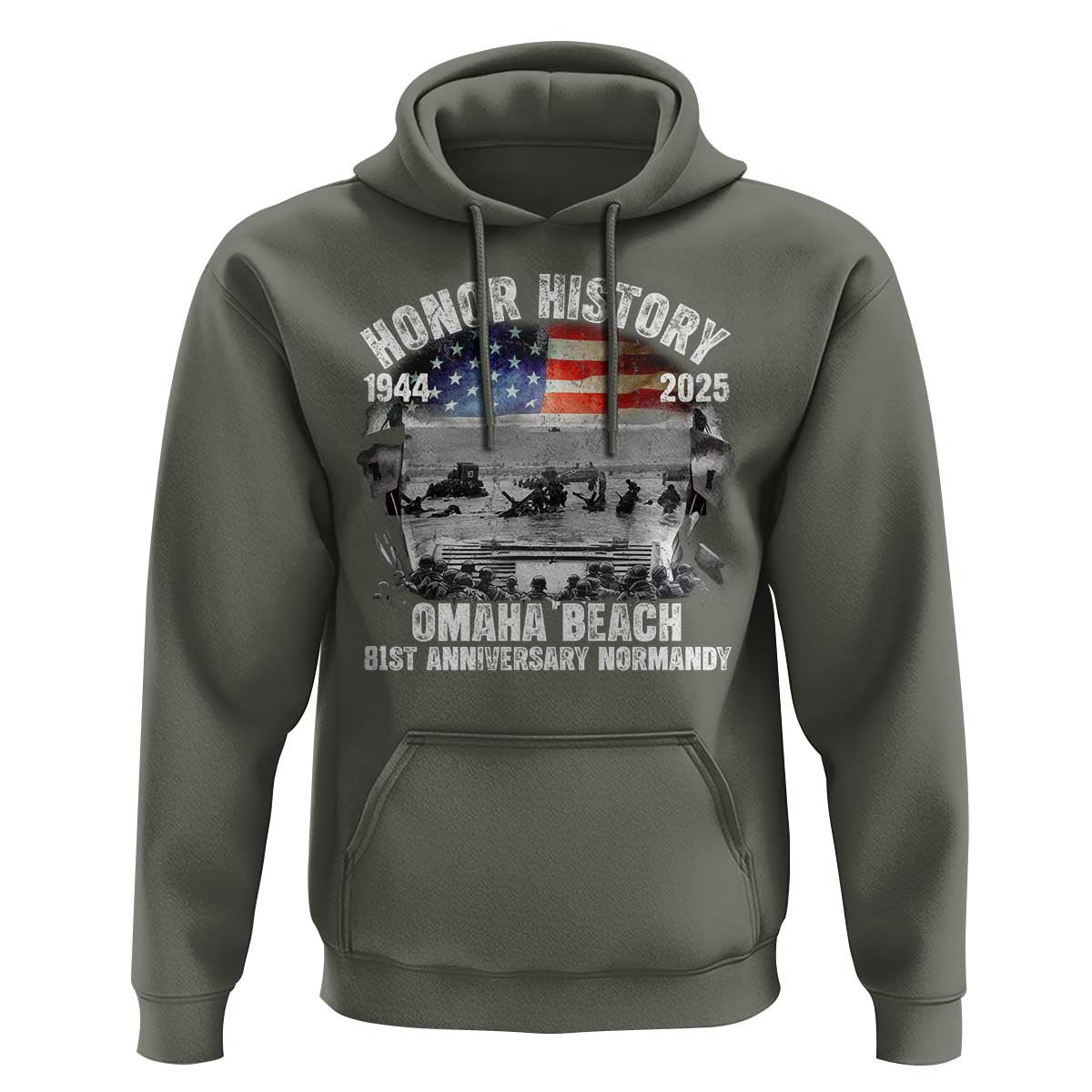 Omaha Beach D Day 81 ST Anniversary Honor History Normandy Hoodie American Flag WWII
