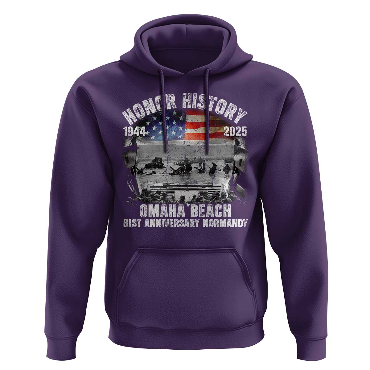 Omaha Beach D Day 81 ST Anniversary Honor History Normandy Hoodie American Flag WWII
