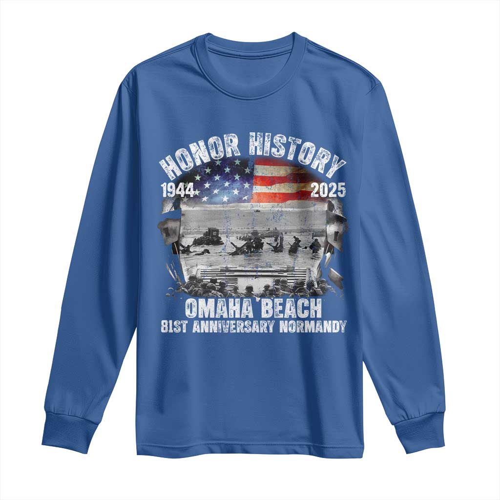 Omaha Beach D Day 81 ST Anniversary Honor History Normandy Long Sleeve Shirt American Flag WWII