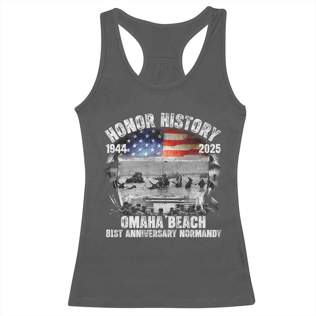 Omaha Beach D Day 81 ST Anniversary Honor History Normandy Racerback Tank Top American Flag WWII