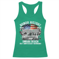 Omaha Beach D Day 81 ST Anniversary Honor History Normandy Racerback Tank Top American Flag WWII