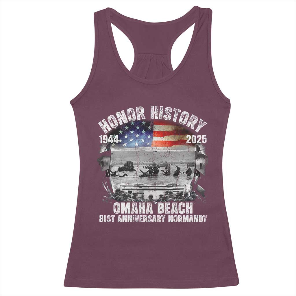 Omaha Beach D Day 81 ST Anniversary Honor History Normandy Racerback Tank Top American Flag WWII