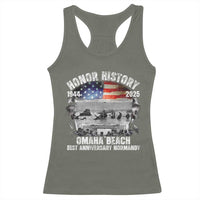 Omaha Beach D Day 81 ST Anniversary Honor History Normandy Racerback Tank Top American Flag WWII
