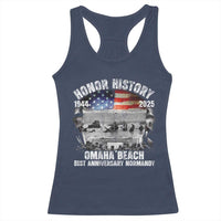 Omaha Beach D Day 81 ST Anniversary Honor History Normandy Racerback Tank Top American Flag WWII