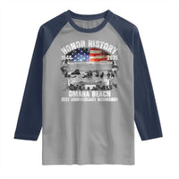 Omaha Beach D Day 81 ST Anniversary Honor History Normandy Raglan Shirt American Flag WWII