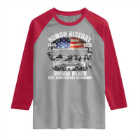 Omaha Beach D Day 81 ST Anniversary Honor History Normandy Raglan Shirt American Flag WWII