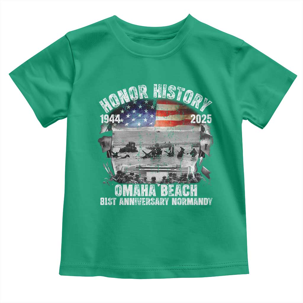 Omaha Beach D Day 81 ST Anniversary Honor History Normandy Toddler T Shirt American Flag WWII