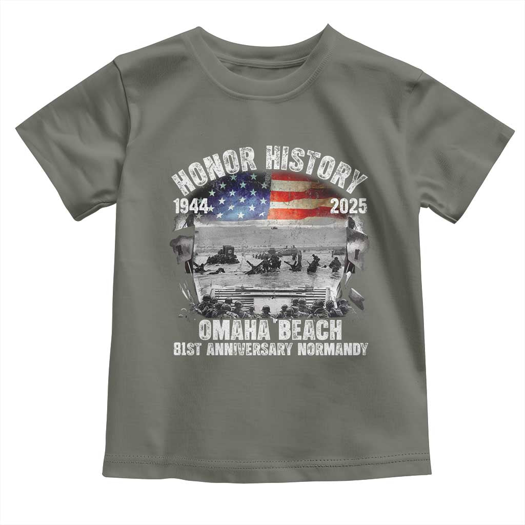Omaha Beach D Day 81 ST Anniversary Honor History Normandy Toddler T Shirt American Flag WWII