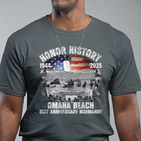 Omaha Beach D Day 81 ST Anniversary Honor History Normandy T Shirt American Flag WWII