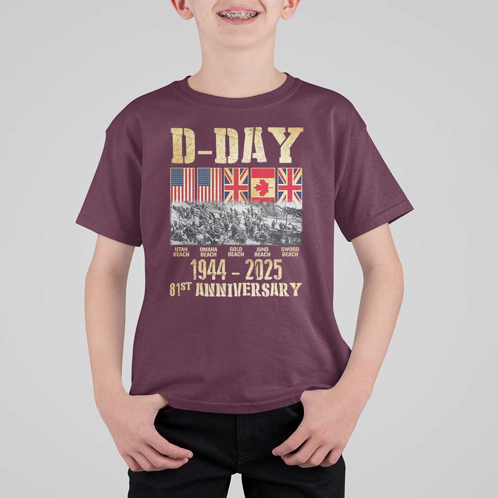 D Day 81st Anniversary Honor History Normandy WWII T Shirt For Kid