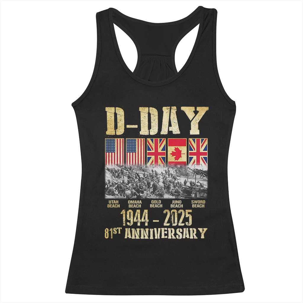 D Day 81st Anniversary Honor History Normandy WWII Racerback Tank Top