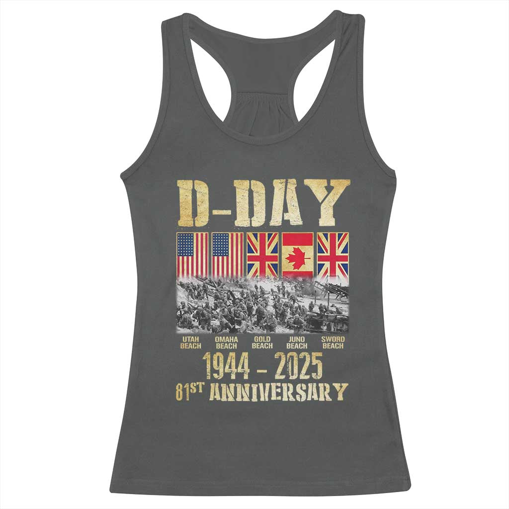 D Day 81st Anniversary Honor History Normandy WWII Racerback Tank Top