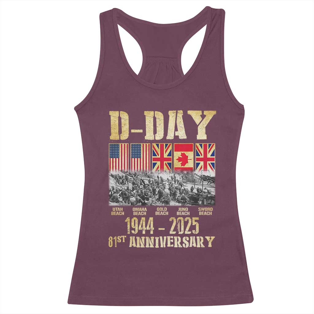 D Day 81st Anniversary Honor History Normandy WWII Racerback Tank Top