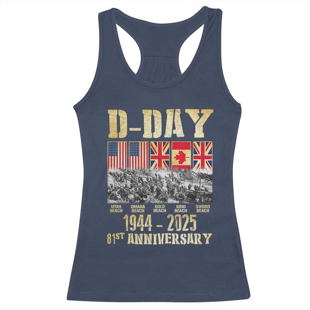 D Day 81st Anniversary Honor History Normandy WWII Racerback Tank Top