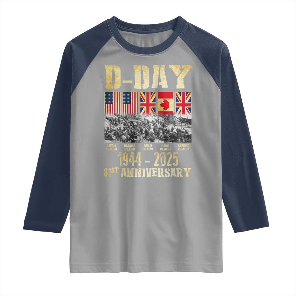 D Day 81st Anniversary Honor History Normandy WWII Raglan Shirt