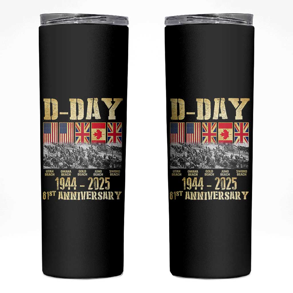 D Day 81st Anniversary Honor History Normandy WWII Skinny Tumbler