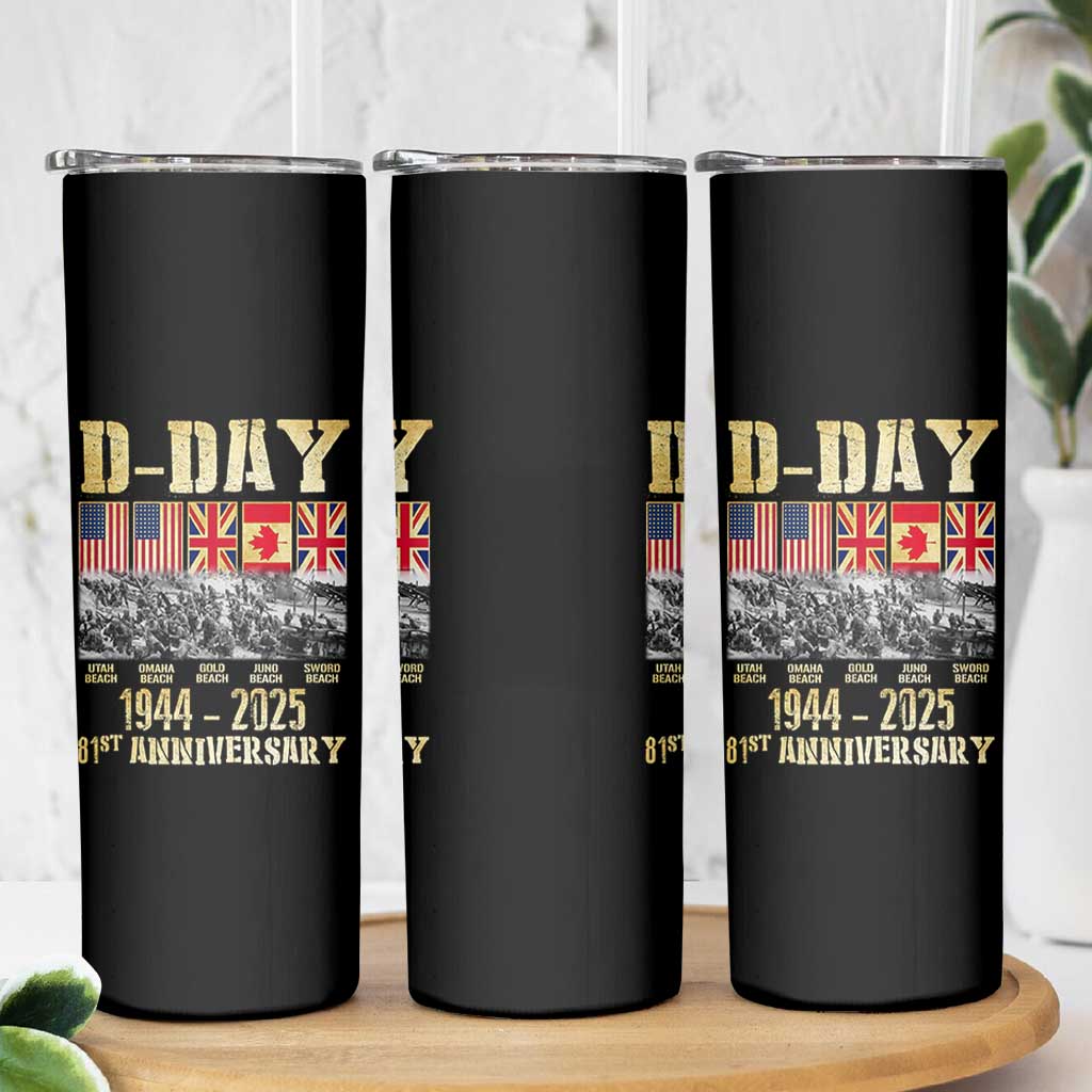 D Day 81st Anniversary Honor History Normandy WWII Skinny Tumbler