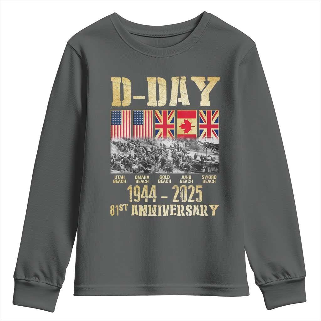 D Day 81st Anniversary Honor History Normandy WWII Youth Sweatshirt