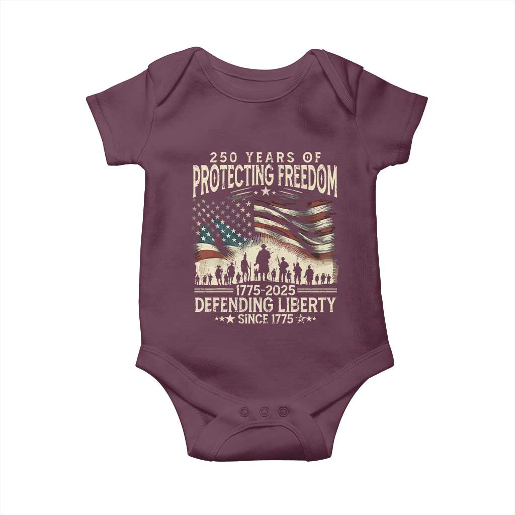 250 Years Of Protecting Freedom Defending Liberty Since 1775 Baby Onesie US Military Army Birthday