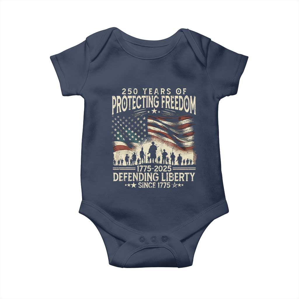 250 Years Of Protecting Freedom Defending Liberty Since 1775 Baby Onesie US Military Army Birthday