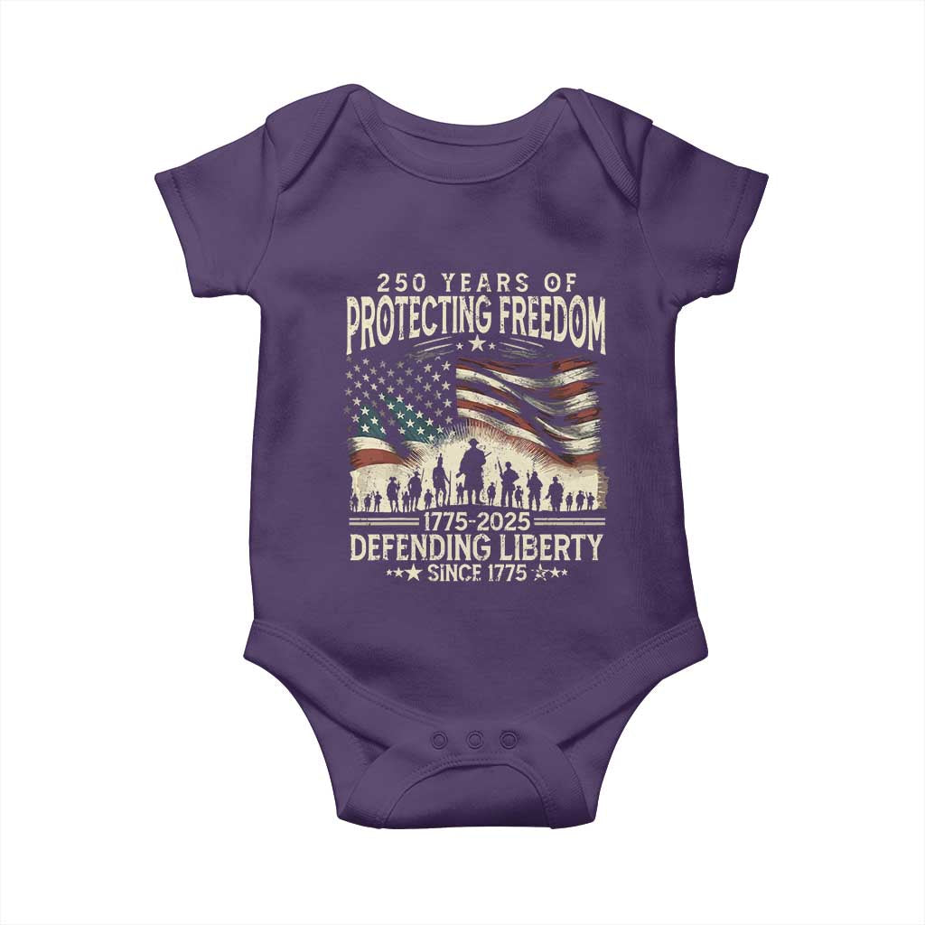 250 Years Of Protecting Freedom Defending Liberty Since 1775 Baby Onesie US Military Army Birthday