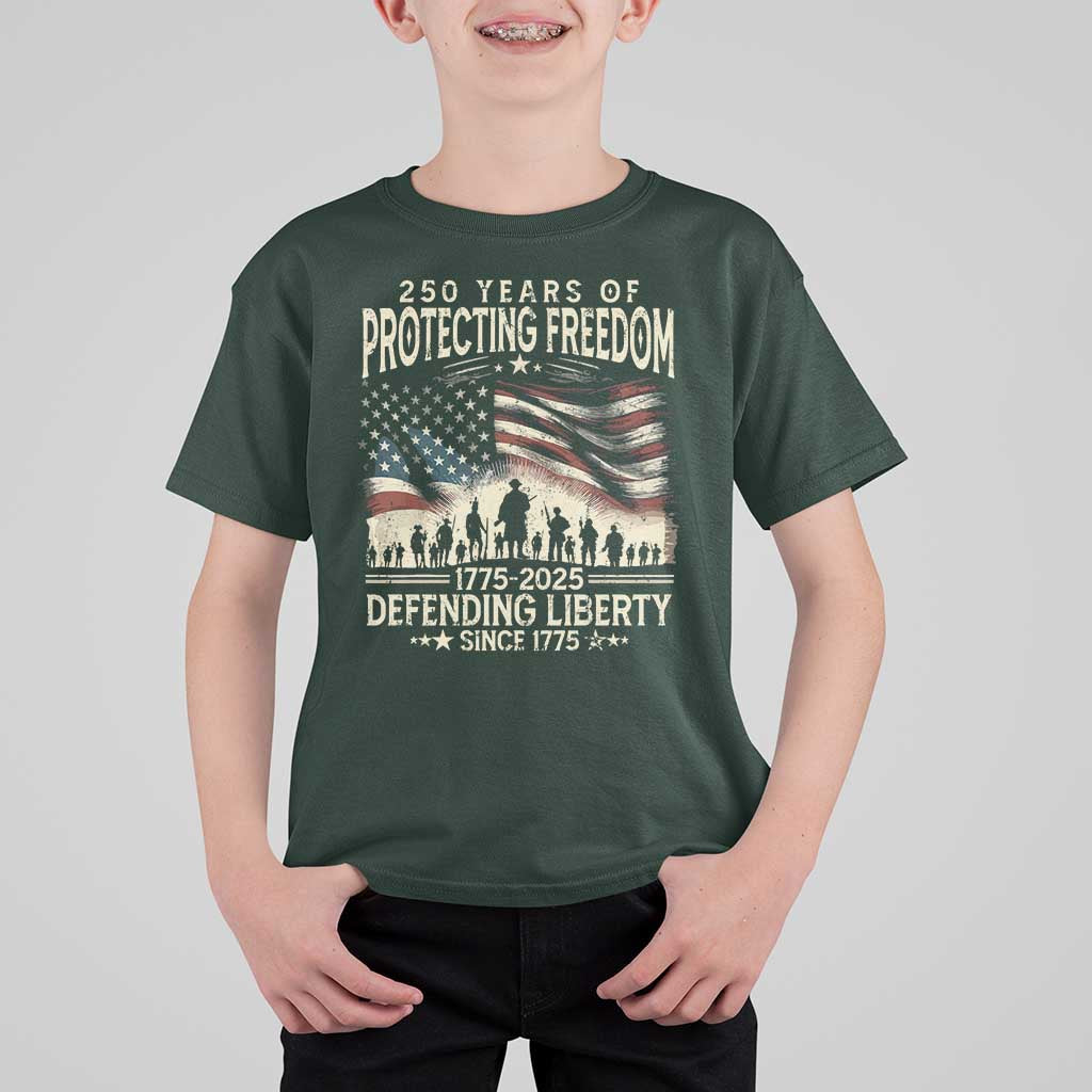250 Years Of Protecting Freedom Defending Liberty Since 1775 T Shirt For Kid US Military Army Birthday