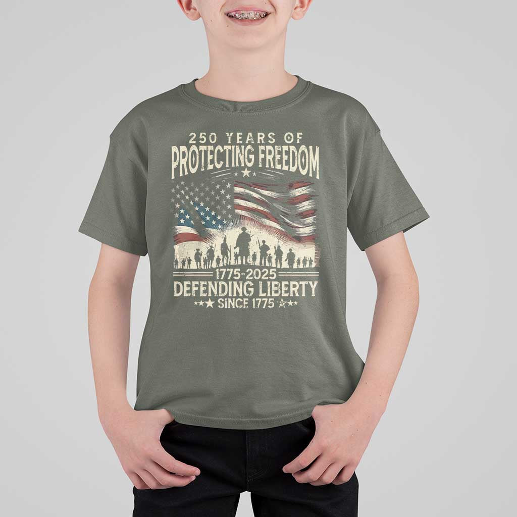 250 Years Of Protecting Freedom Defending Liberty Since 1775 T Shirt For Kid US Military Army Birthday