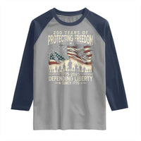 250 Years Of Protecting Freedom Defending Liberty Since 1775 Raglan Shirt US Military Army Birthday