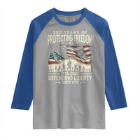 250 Years Of Protecting Freedom Defending Liberty Since 1775 Raglan Shirt US Military Army Birthday