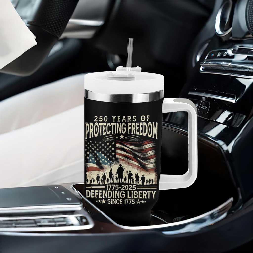 250 Years Of Protecting Freedom Defending Liberty Since 1775 Tumbler With Handle US Military Army Birthday