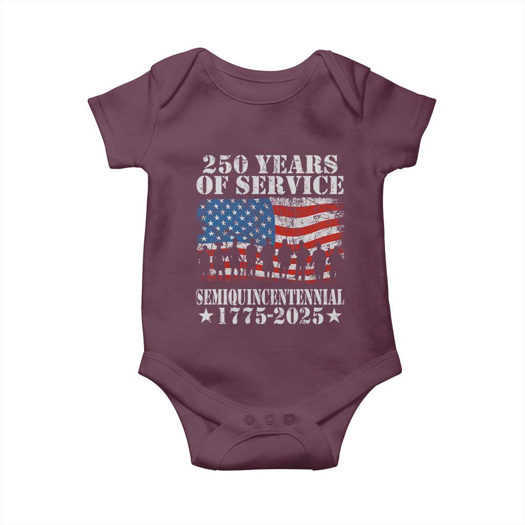 250 Years Of Service Semiquincentennial Baby Onesie US Military Army Birthday American Flag
