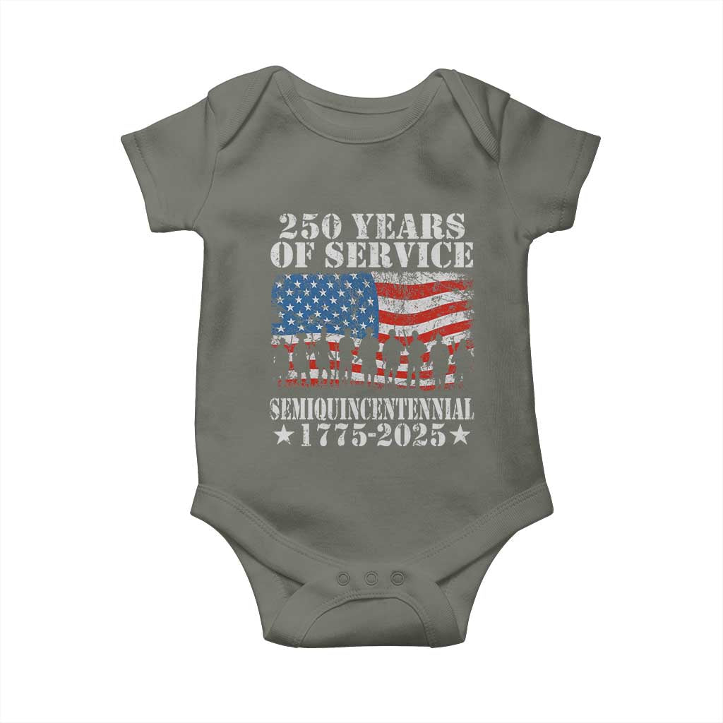 250 Years Of Service Semiquincentennial Baby Onesie US Military Army Birthday American Flag