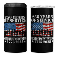 250 Years Of Service Semiquincentennial 4 in 1 Can Cooler Tumbler US Military Army Birthday American Flag