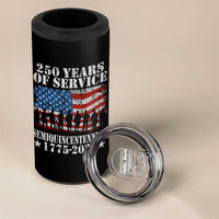 250 Years Of Service Semiquincentennial 4 in 1 Can Cooler Tumbler US Military Army Birthday American Flag