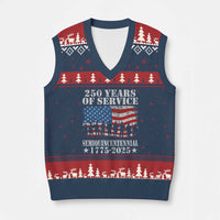 250 Years Of Service Semiquincentennial V-Neck Knit Sweater Vest US Military Army Birthday American Flag - Wonder Print Shop