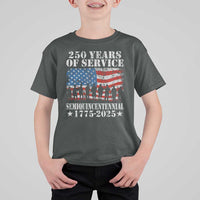 250 Years Of Service Semiquincentennial T Shirt For Kid US Military Army Birthday American Flag