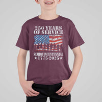 250 Years Of Service Semiquincentennial T Shirt For Kid US Military Army Birthday American Flag