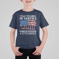 250 Years Of Service Semiquincentennial T Shirt For Kid US Military Army Birthday American Flag