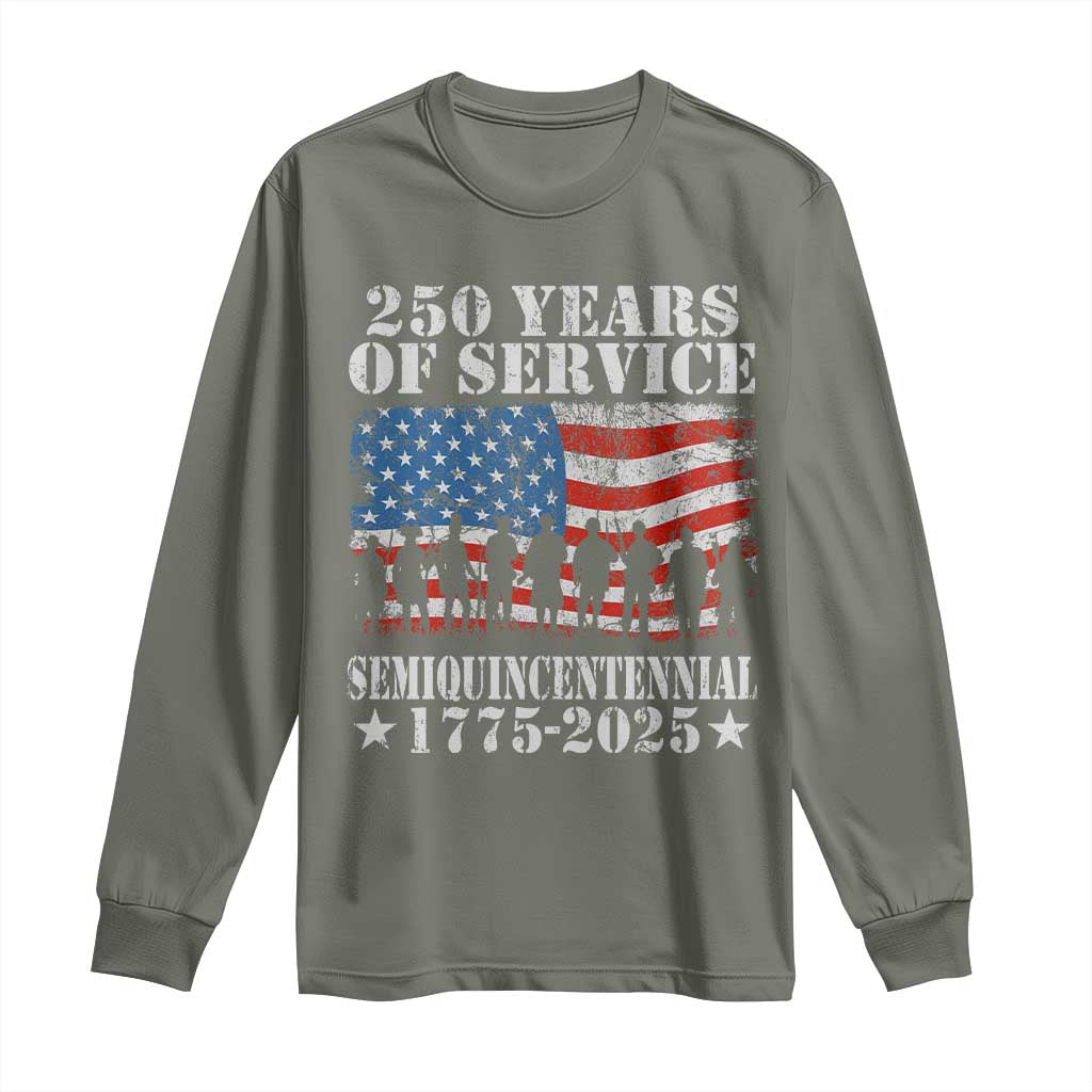 250 Years Of Service Semiquincentennial Long Sleeve Shirt US Military Army Birthday American Flag
