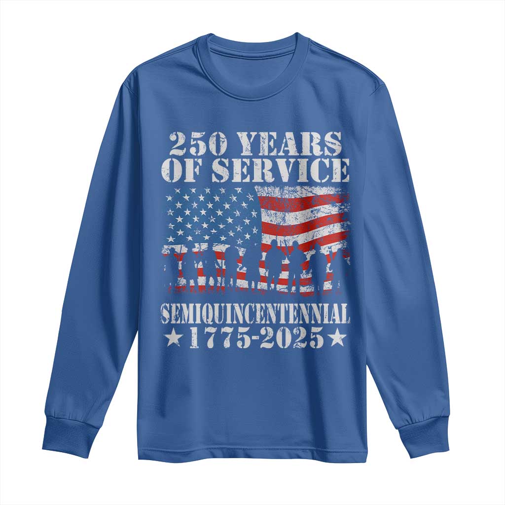 250 Years Of Service Semiquincentennial Long Sleeve Shirt US Military Army Birthday American Flag