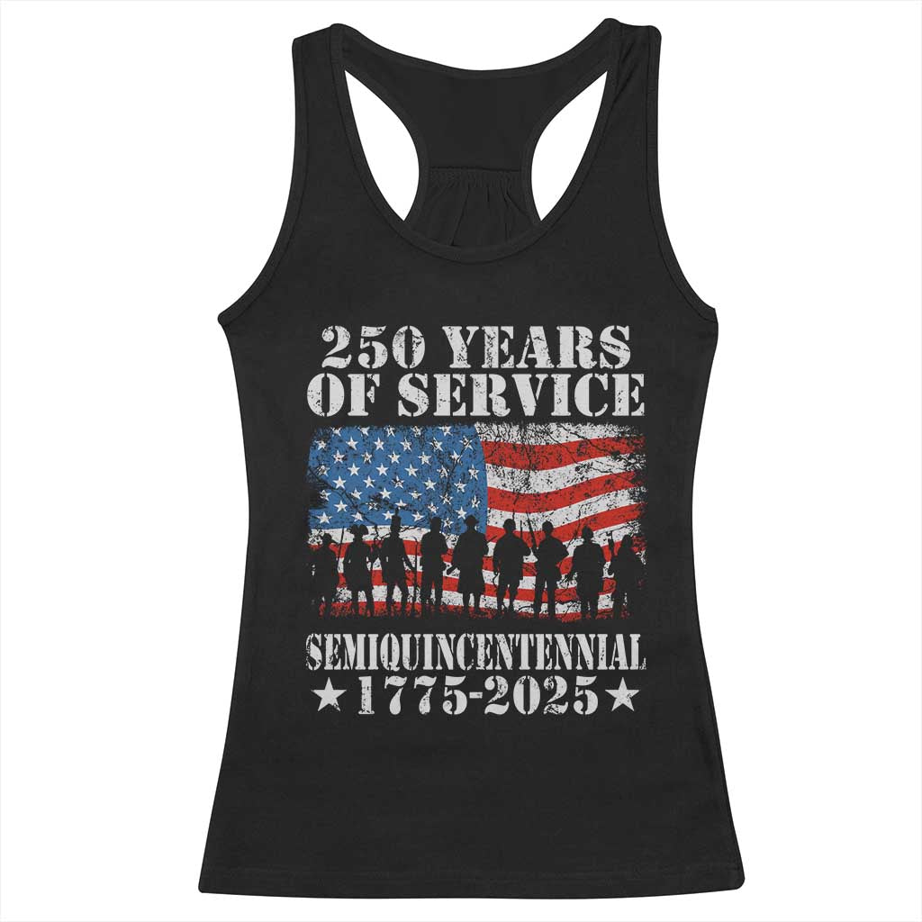 250 Years Of Service Semiquincentennial Racerback Tank Top US Military Army Birthday American Flag