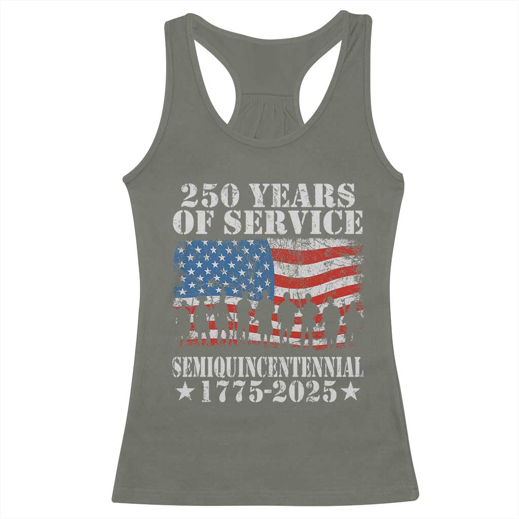 250 Years Of Service Semiquincentennial Racerback Tank Top US Military Army Birthday American Flag