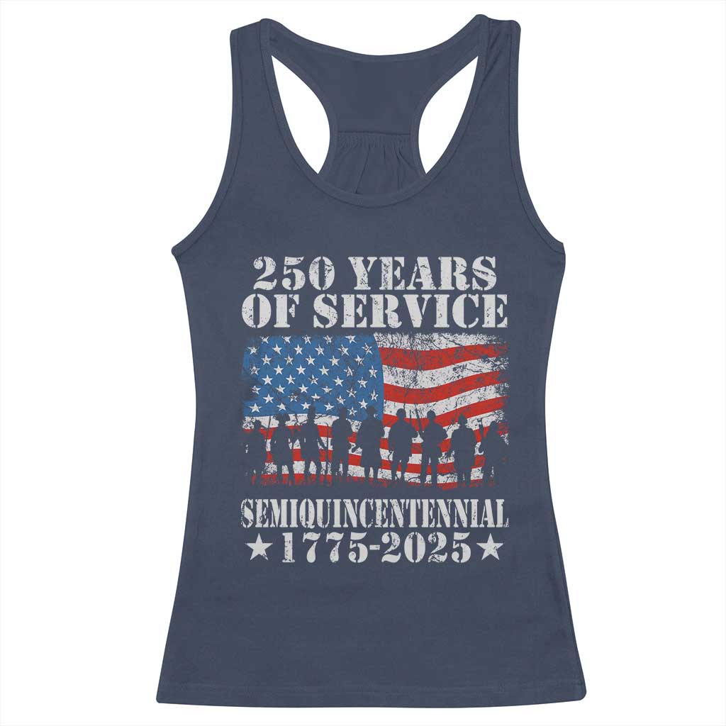 250 Years Of Service Semiquincentennial Racerback Tank Top US Military Army Birthday American Flag