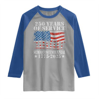 250 Years Of Service Semiquincentennial Raglan Shirt US Military Army Birthday American Flag