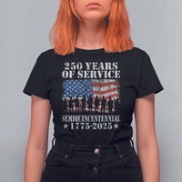 250 Years Of Service Semiquincentennial T Shirt For Women US Military Army Birthday American Flag