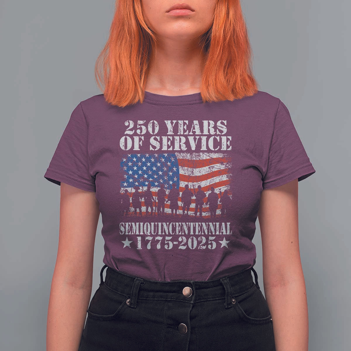 250 Years Of Service Semiquincentennial T Shirt For Women US Military Army Birthday American Flag