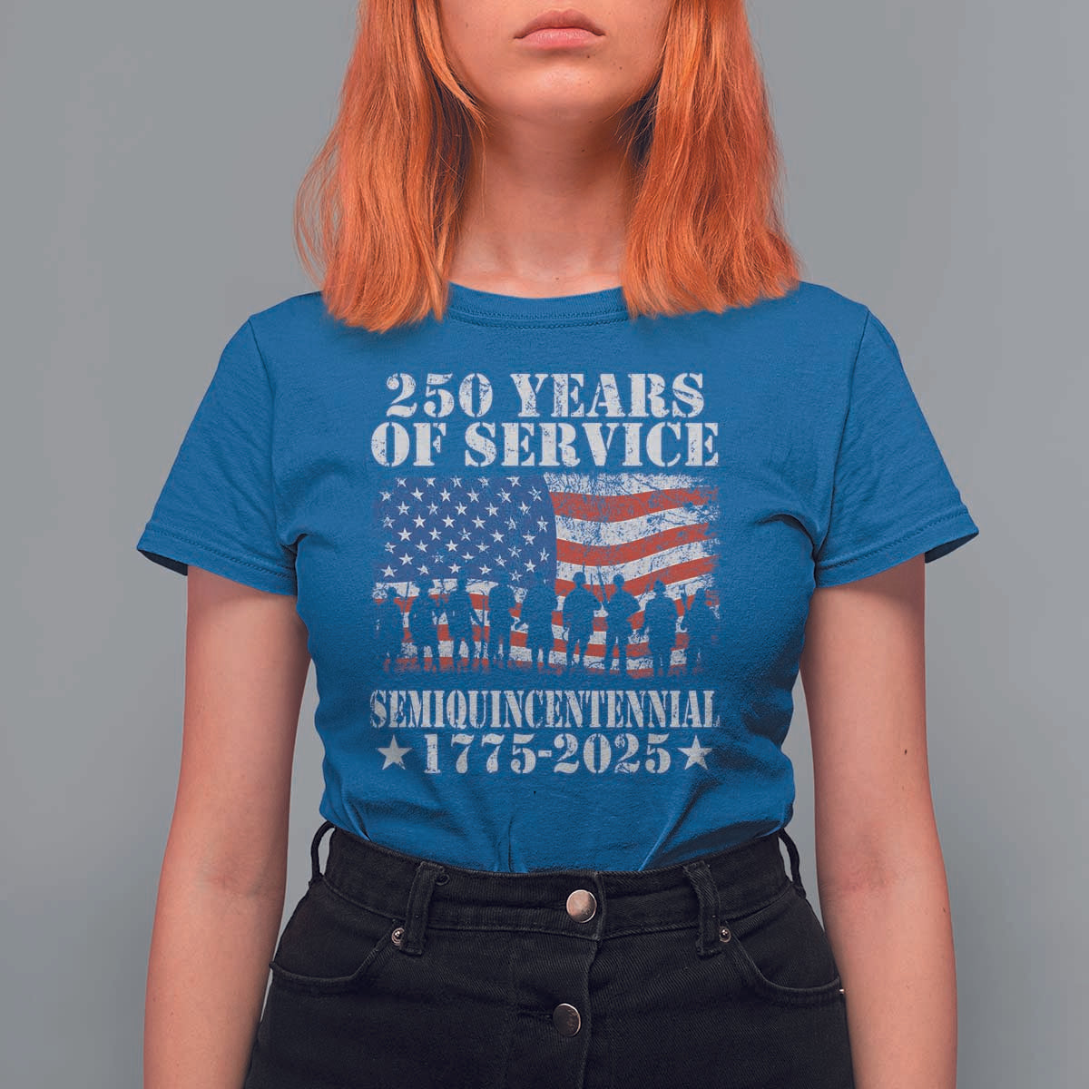 250 Years Of Service Semiquincentennial T Shirt For Women US Military Army Birthday American Flag