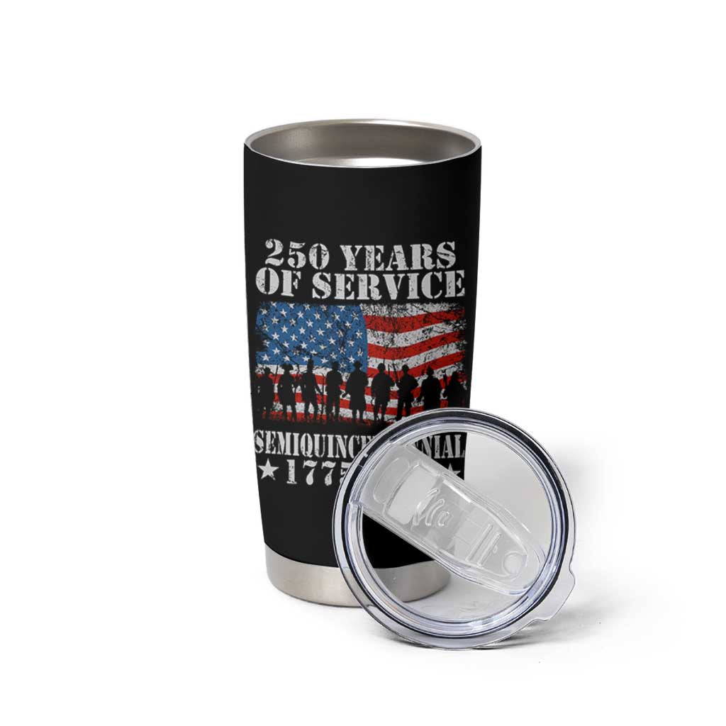 250 Years Of Service Semiquincentennial Tumbler Cup US Military Army Birthday American Flag