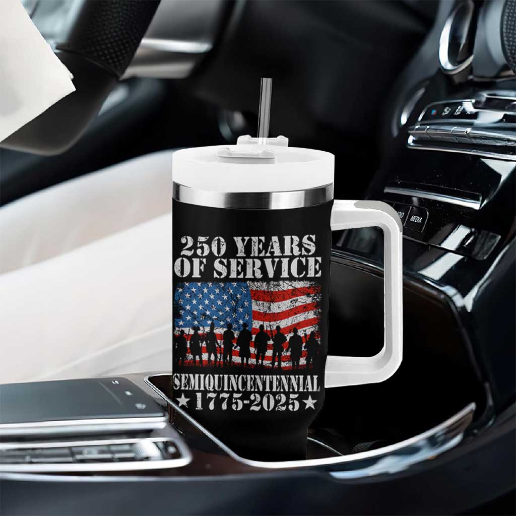 250 Years Of Service Semiquincentennial Tumbler With Handle US Military Army Birthday American Flag